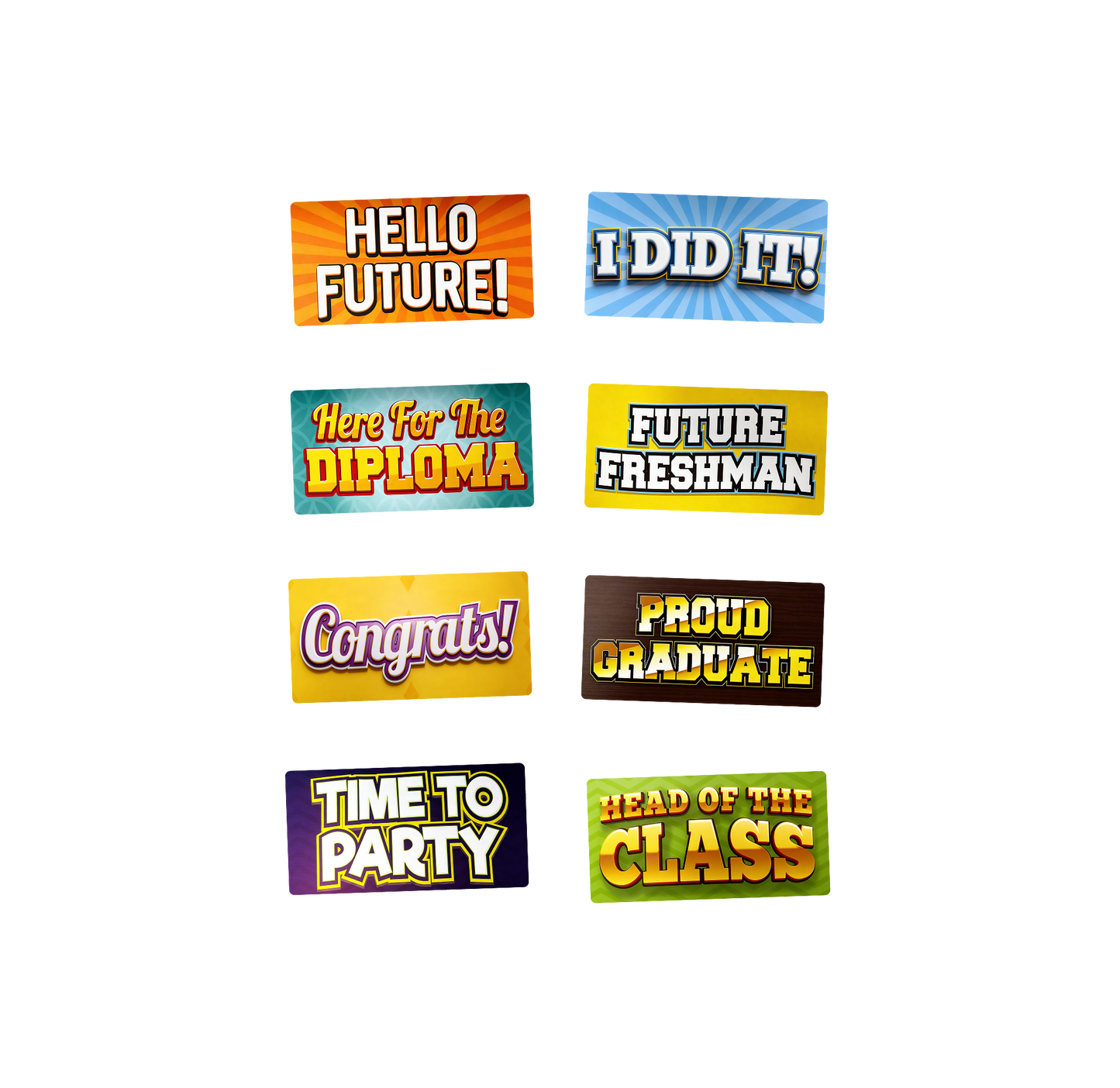 Graduation Photo Booth Props - Double-Sided PVC Signs (4 Pack)