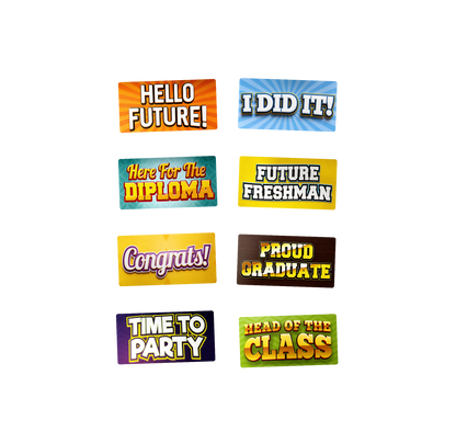 Graduation Photo Booth Props - Double-Sided PVC Signs (4 Pack)