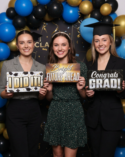 Graduation Photo Booth Props - Double-Sided Signs (6 Pack)