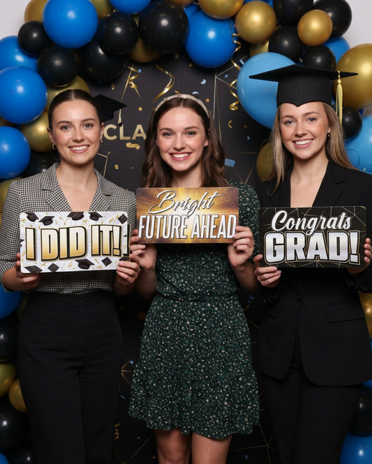 Graduation Photo Booth Props - Double-Sided Signs (6 Pack)
