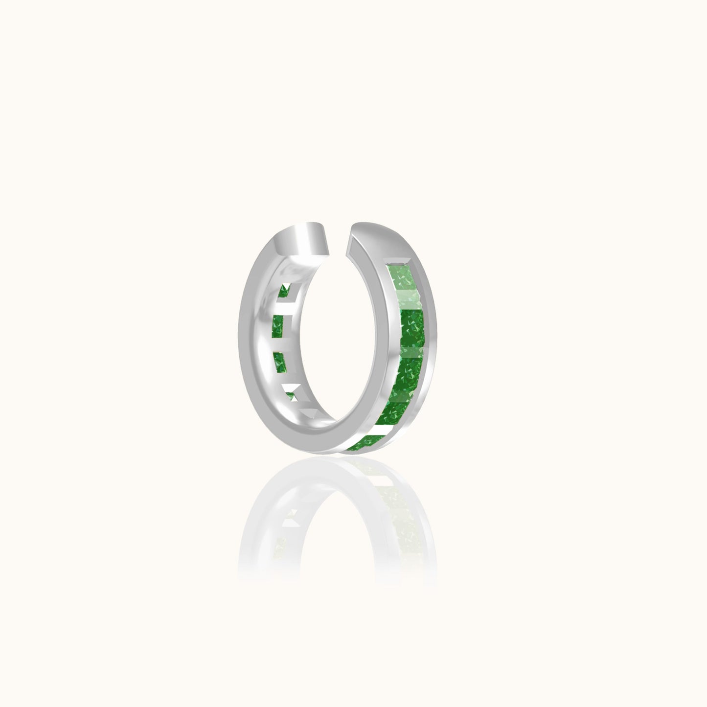 Single Green CZ Embellished Ear Cuff