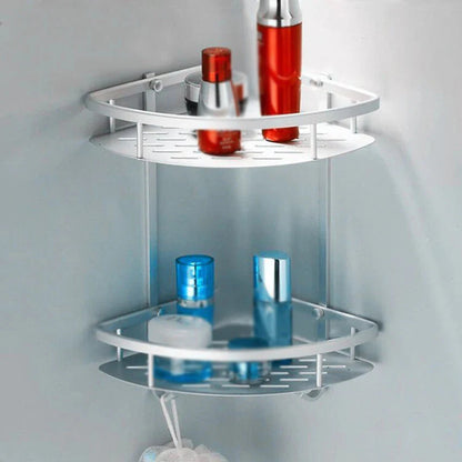 Bathroom Shelf Screws Fixed Durable Aluminum 2 Tiers Shower Shelf Kitchen Storage Holder Shampoo Soap Cosmetic Organizer Shelf