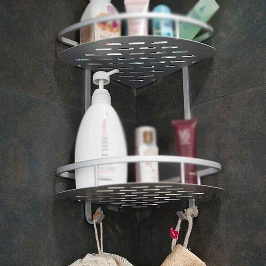 Bathroom Shelf Screws Fixed Durable Aluminum 2 Tiers Shower Shelf Kitchen Storage Holder Shampoo Soap Cosmetic Organizer Shelf