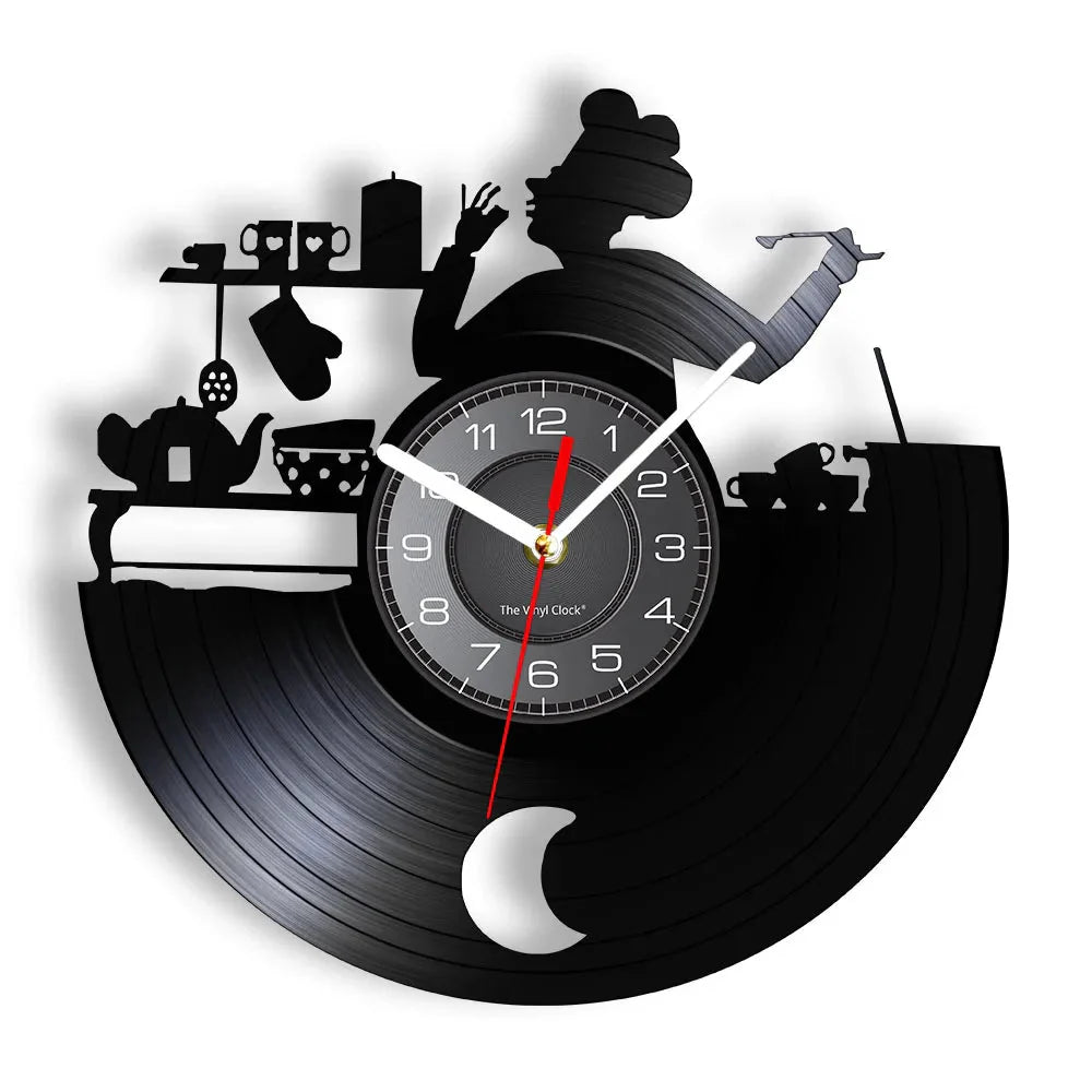 The Kitchen The Heart Of The Home Inspired Vinyl Record Clock Modern Design Vinyl Wall Watch Kitchen Decor Noiseless Timepieces