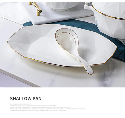 Phnom Penh Creative Octagonal Steak Flat Plate Light Luxury Bone China Tableware Western Dinner Plate Household Dinner Plates