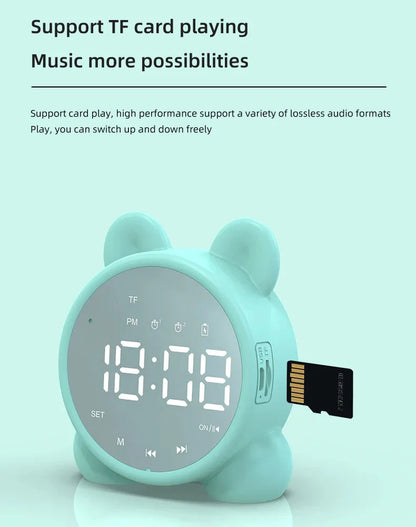 Bluetooth Mirror Table Clock Kids Alarm Clock Cute Cat Digital Alarm Clock For Kids Bedside Clock Children'S Sleep Led Clocks