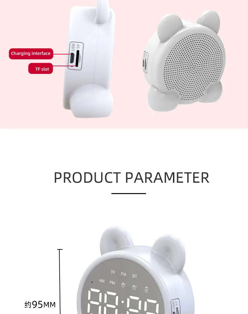 Bluetooth Mirror Table Clock Kids Alarm Clock Cute Cat Digital Alarm Clock For Kids Bedside Clock Children'S Sleep Led Clocks