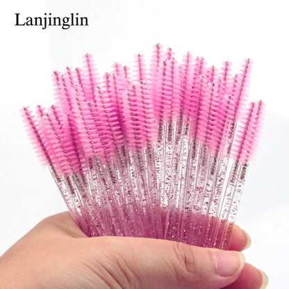Lanjinglin 5/50pcs Eyelash Brush Crystal Eyelash Soft Eye Lashes Extension Mascara Wands Makeup Professional Makeup Tool