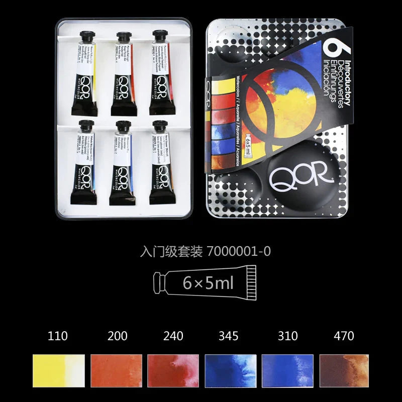 US QOR Artistic Watercolor Paints Set Tin box Pigment Solid Paint Set Palette High Concentration for Artist Painting Drawing