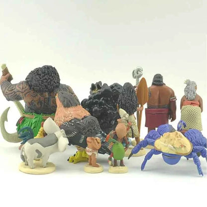 6/10Pcs Set Disney Movie Moana Figure Dolls Set Demigod Maui Moana Waialiki Heihei Action Figure Model Kids Christmas Gift