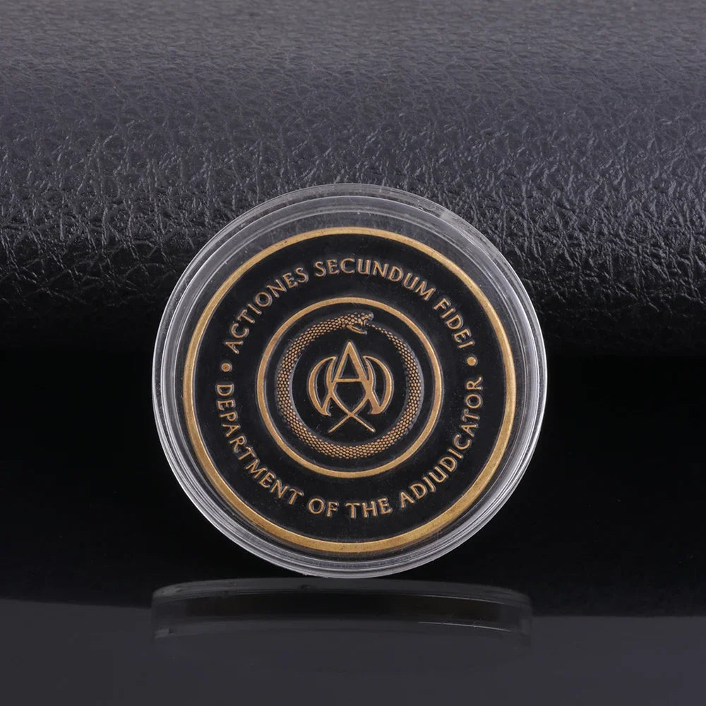 Big Size John Wick 4 Blood Oath Marker Coin Keychain Gold and Adjudicator Coin Metal Prop Accessories Collection Gift