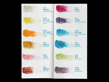 Original Paul Rubens 12/24/48 Pearlescent Watercolor Paint Set Portable Pink Box with Palette Flash Watercolor Paint