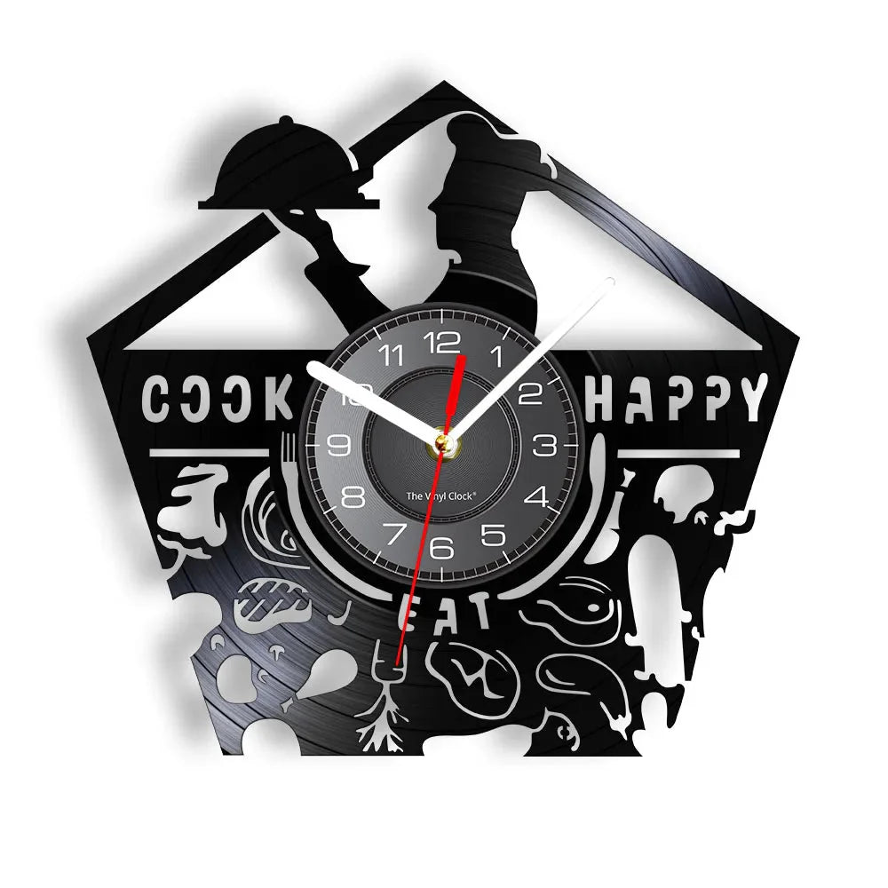 The Kitchen The Heart Of The Home Inspired Vinyl Record Clock Modern Design Vinyl Wall Watch Kitchen Decor Noiseless Timepieces