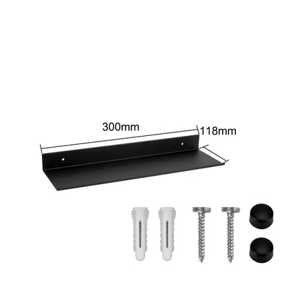 Bathroom Shelves  30-60cm Aluminum Alloy Matte Black Kitchen Wall Shelf Shower Shampoo Storage Rack Bathroom Accessories