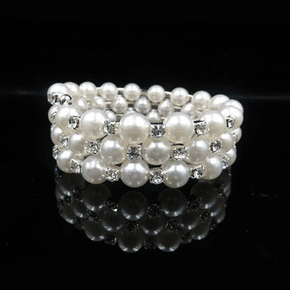 Wedding Bridal Jewelry Set String of Pearls Prom Silver Color Crystal Bracelet Necklace Earrings for Women jewellery sets