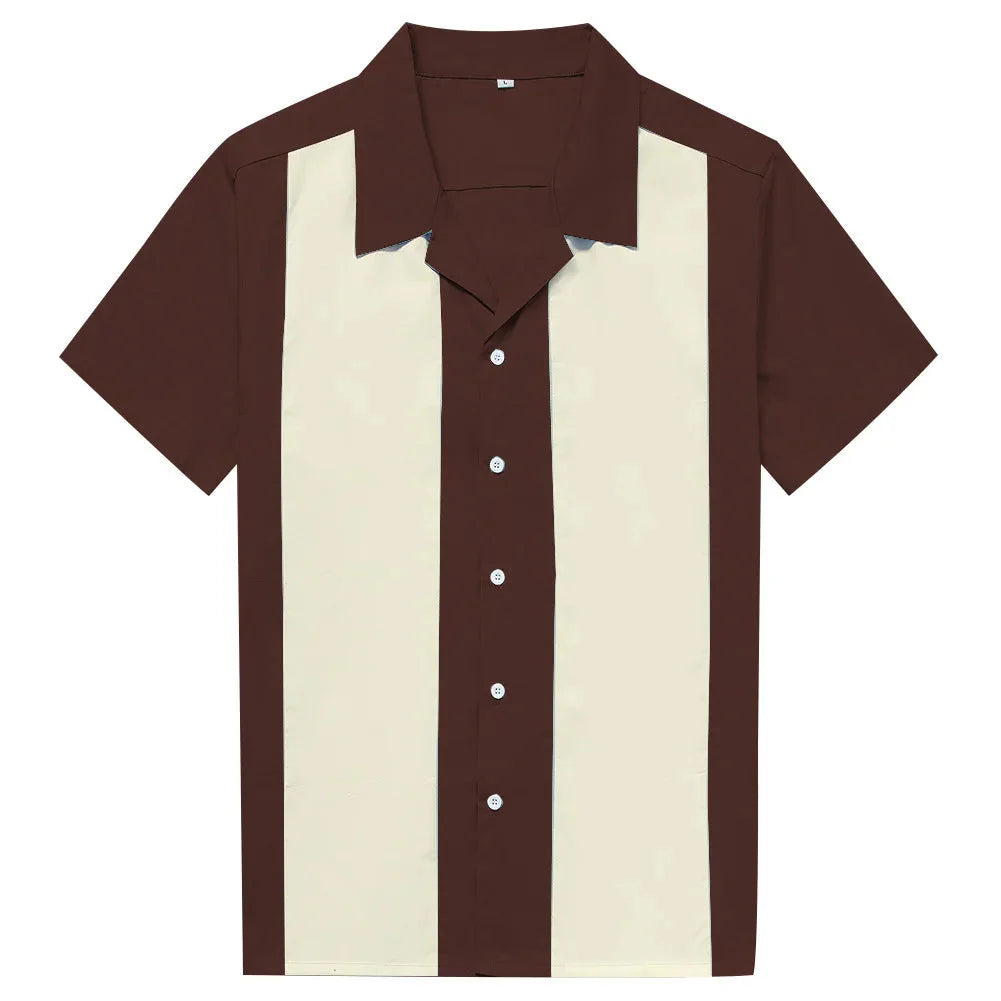 Vertical Striped Shirt Men Short Sleeve Work Men's Bowling Shirts for Men Cotton Summer Blouse Men Plus Size Male Clothing