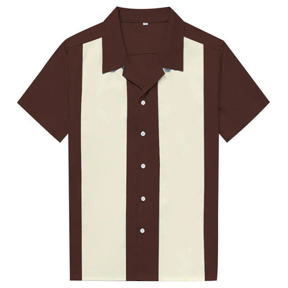 Vertical Striped Shirt Men Short Sleeve Work Men's Bowling Shirts for Men Cotton Summer Blouse Men Plus Size Male Clothing