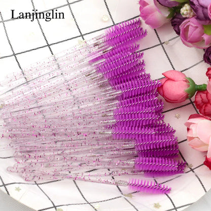 Lanjinglin 5/50pcs Eyelash Brush Crystal Eyelash Soft Eye Lashes Extension Mascara Wands Makeup Professional Makeup Tool