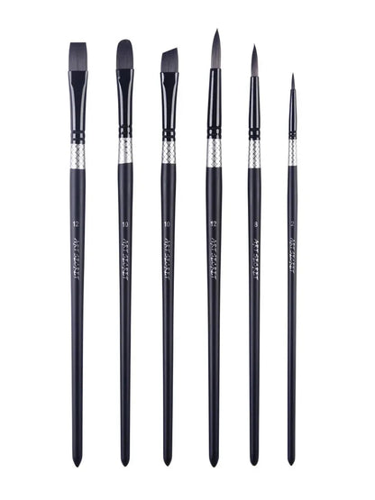 ArtSecret High Grade Multi-Functional Brush 2420 6PC/Set Painter Pen Synthetic Hair Aluminum Ferrule Wooden Handle Art Supplies