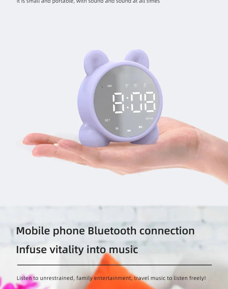 Bluetooth Mirror Table Clock Kids Alarm Clock Cute Cat Digital Alarm Clock For Kids Bedside Clock Children'S Sleep Led Clocks