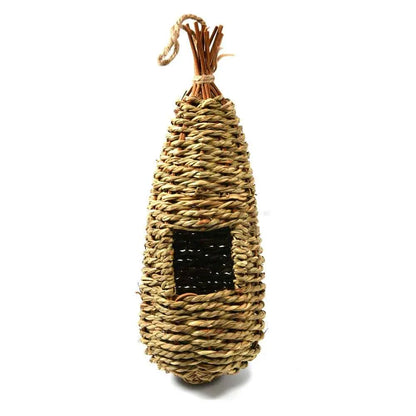 Hanging Bird House Natural Fiber Finch Bird Nest Hut Outdoor Cage Shelter Hideaway Bird Nest