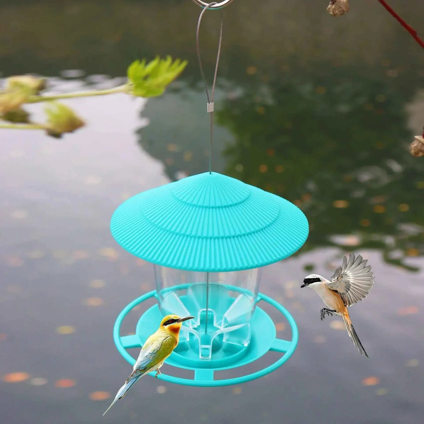 Outdoor Bird Feeding House Waterproof Gazebo Hanging Wild Bird Feeder Cage Outdoor Container With Hang Rope Bird Feeder Garden