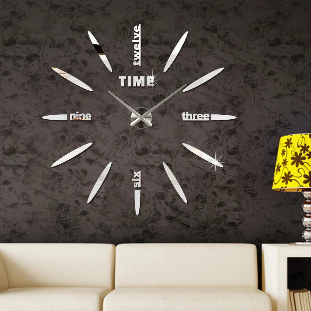 3D Wall Clock Modern Design DIY Acrylic Mirror Sticker Quartz Needle Big Europe Horloge Home Decoration Living Room Watch Clocks