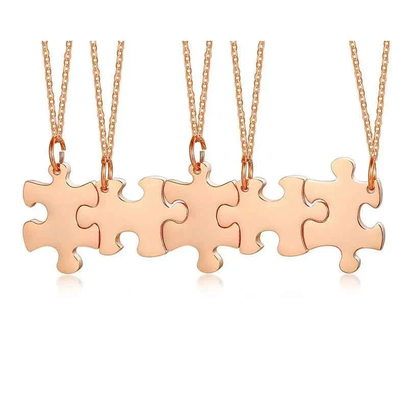 Personalized Puzzle Necklace Friendship Customized Pendant 2/3/4/5 Pieces Best Friends BFF Stainless Steel Bridesmaid Gift