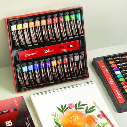 Acrylic Paint Set 12/24 Colors Craft Paint for Fabric/Clothing/Nail/Canvas/Rock Painting Waterproof Drawing Set Art Supplies