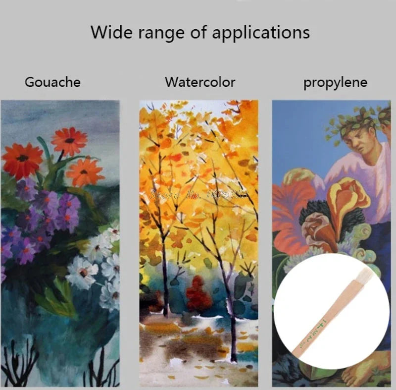 Six Sizes Goat Hair Handle Art Supplies Watercolor Acrylic Wood Oil Paint Brush for painting art Supplies Whosale & Dropship