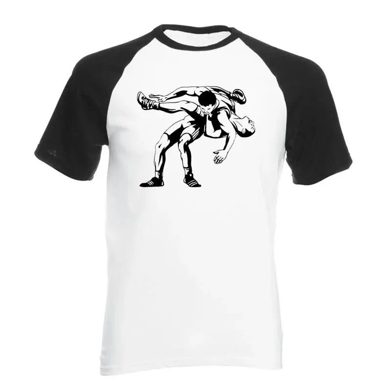 2025 New Men's T Shirt Mysterious Wrestling prints Casual Loose Handsome raglan Short Sleeve O Neck Cotton Men Shirts Tee Tops