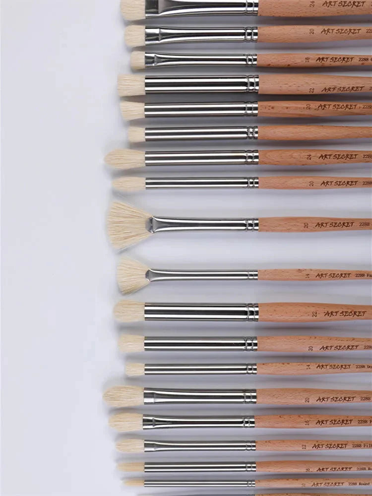 ArtSecret New Arrival 2288 24/Set Oil And Acrylic Painting Brush Hog Bristle Straw Mat Pouch&Canvas Pocket Artist Art Supplies