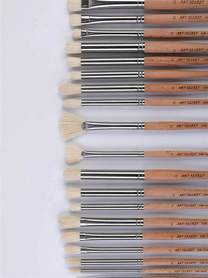 ArtSecret New Arrival 2288 24/Set Oil And Acrylic Painting Brush Hog Bristle Straw Mat Pouch&Canvas Pocket Artist Art Supplies