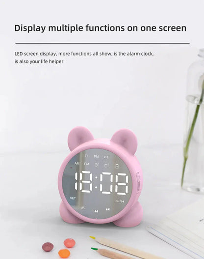 Bluetooth Mirror Table Clock Kids Alarm Clock Cute Cat Digital Alarm Clock For Kids Bedside Clock Children'S Sleep Led Clocks