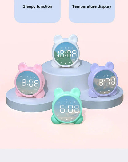 Bluetooth Mirror Table Clock Kids Alarm Clock Cute Cat Digital Alarm Clock For Kids Bedside Clock Children'S Sleep Led Clocks