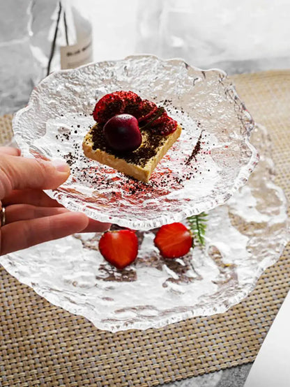 Japanese Hammer Glass Dinner Plate Platter Creative Fruit Salad Sushi Long Serving Plate Square Plate Tableware Dessert Plate