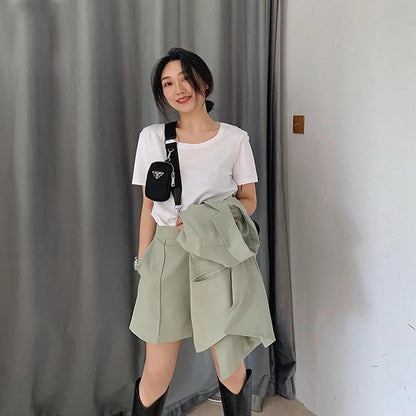 Women's Shorts And Blazer Set Korean Loose Two Piece Suits Female Summer Office Ladies