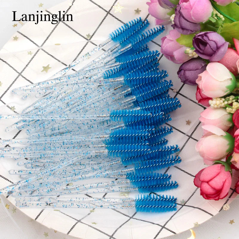 Lanjinglin 5/50pcs Eyelash Brush Crystal Eyelash Soft Eye Lashes Extension Mascara Wands Makeup Professional Makeup Tool