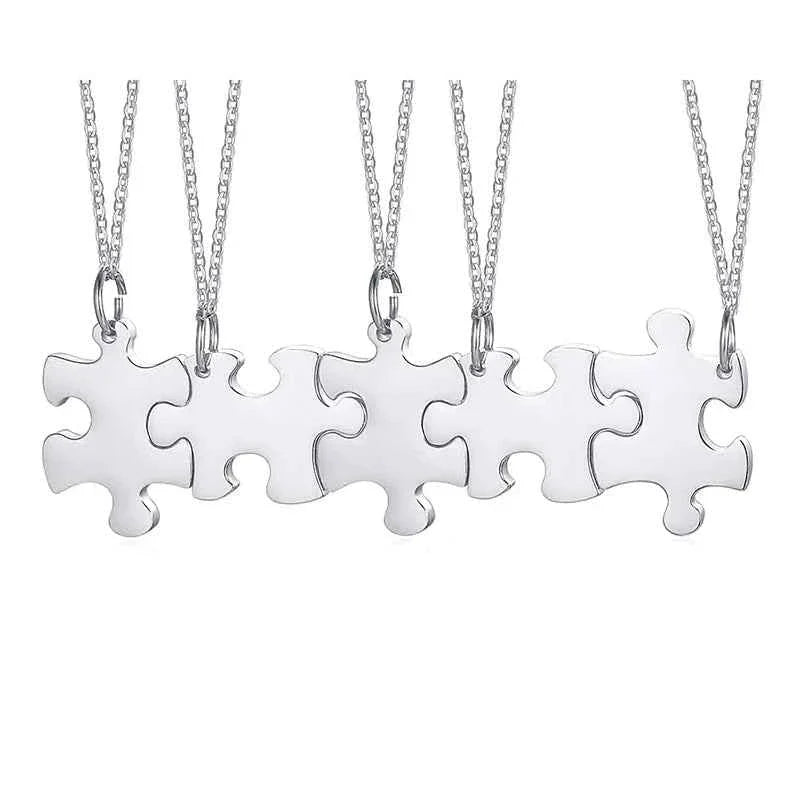 Personalized Puzzle Necklace Friendship Customized Pendant 2/3/4/5 Pieces Best Friends BFF Stainless Steel Bridesmaid Gift