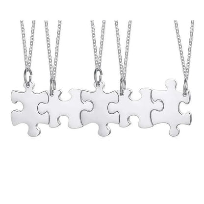Personalized Puzzle Necklace Friendship Customized Pendant 2/3/4/5 Pieces Best Friends BFF Stainless Steel Bridesmaid Gift