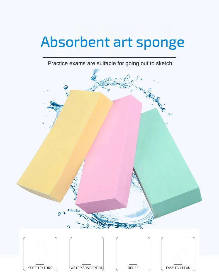 1 pcs Art supplies gouache watercolor sponge absorbent sponge brush Strong water absorption pigment sponge Color random send