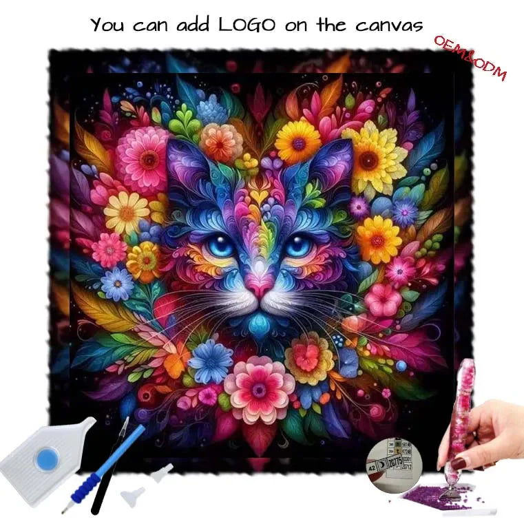 Wholesale Diamond Art Painting Art Cat- Round Diamond Painting for Home Wall Decor