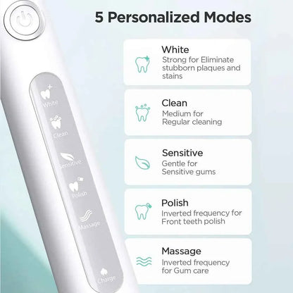 Fairywill FW-507 Electric Sonic Toothbrush - Rechargeable Adult Waterproof Toothbrush with 5 Modes