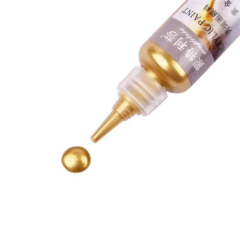 New 60ml Gold Paint Metallic Acrylic Paint,Waterproof Not Faded For Statuary Coloring DIY Hand Clothes Painted Graffiti Pigments