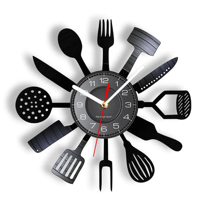 The Kitchen The Heart Of The Home Inspired Vinyl Record Clock Modern Design Vinyl Wall Watch Kitchen Decor Noiseless Timepieces