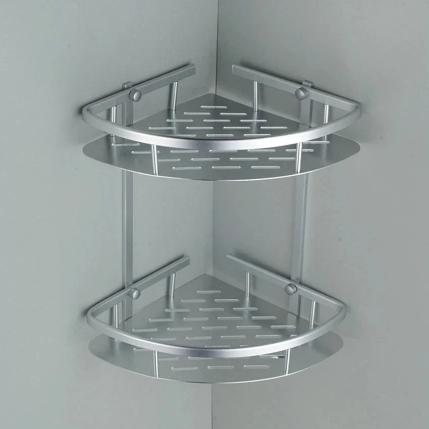 Bathroom Shelf Screws Fixed Durable Aluminum 2 Tiers Shower Shelf Kitchen Storage Holder Shampoo Soap Cosmetic Organizer Shelf