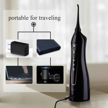 Fairywill Portable Dental Water Flosser - 300ML USB Rechargeable Oral Irrigator with 7 Jet Tips