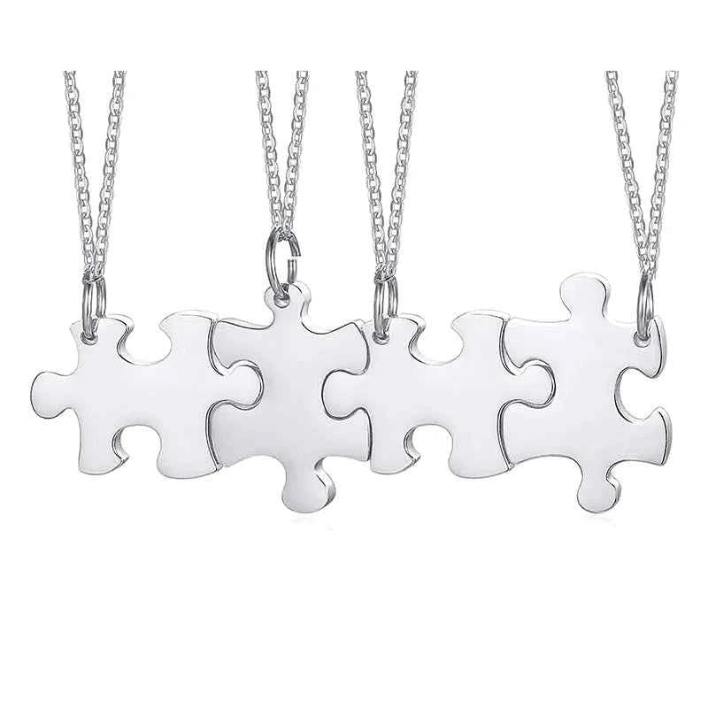 Personalized Puzzle Necklace Friendship Customized Pendant 2/3/4/5 Pieces Best Friends BFF Stainless Steel Bridesmaid Gift