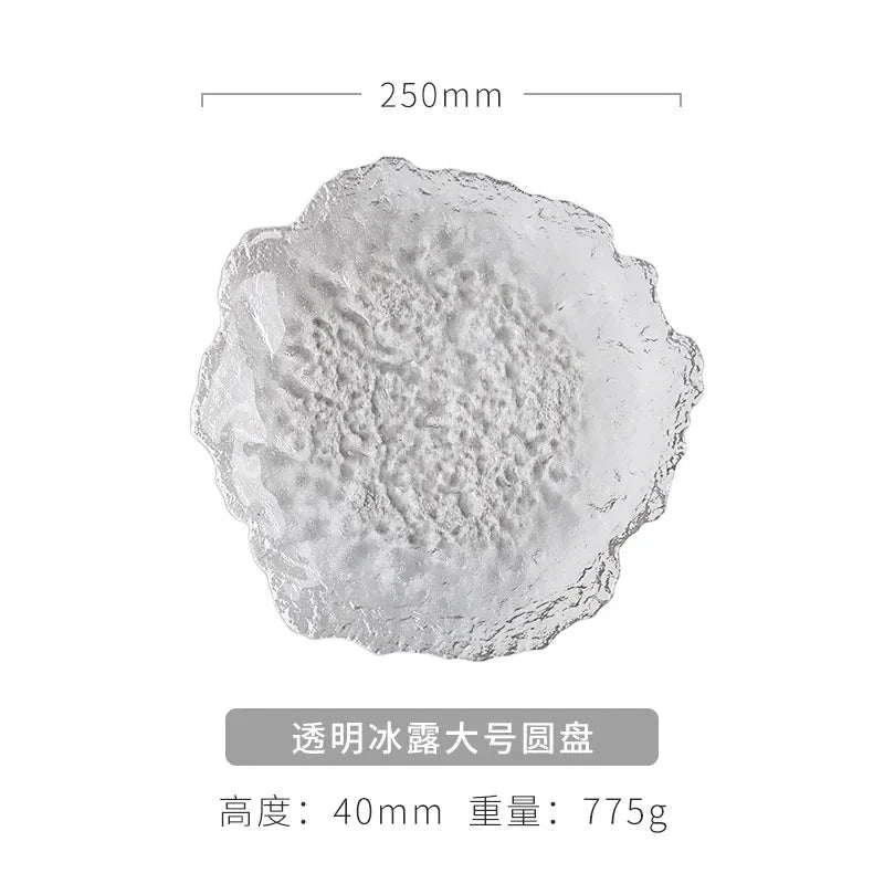 Japanese Hammer Glass Dinner Plate Platter Creative Fruit Salad Sushi Long Serving Plate Square Plate Tableware Dessert Plate