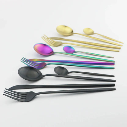 30 Pieces Dinnerware Matte Stainless Steel Cutlery Set Roes Gold Knives Fork Teaspoons Silverware Kitchen Party Dinner Tableware